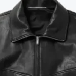 Saint Laurent Black Leather Jacket Collar Rare Jacket