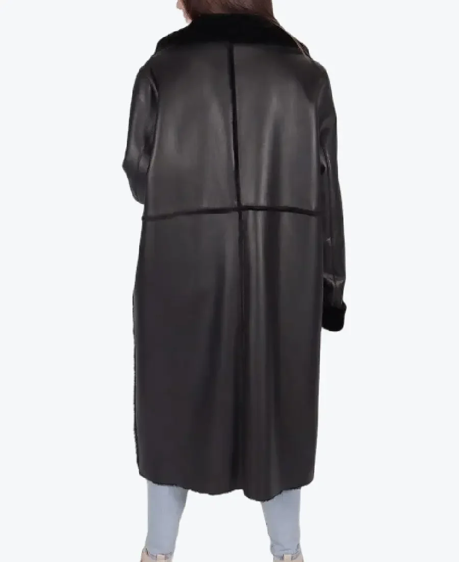 Saldana Shearling Long Coat Back - Rare Jackets