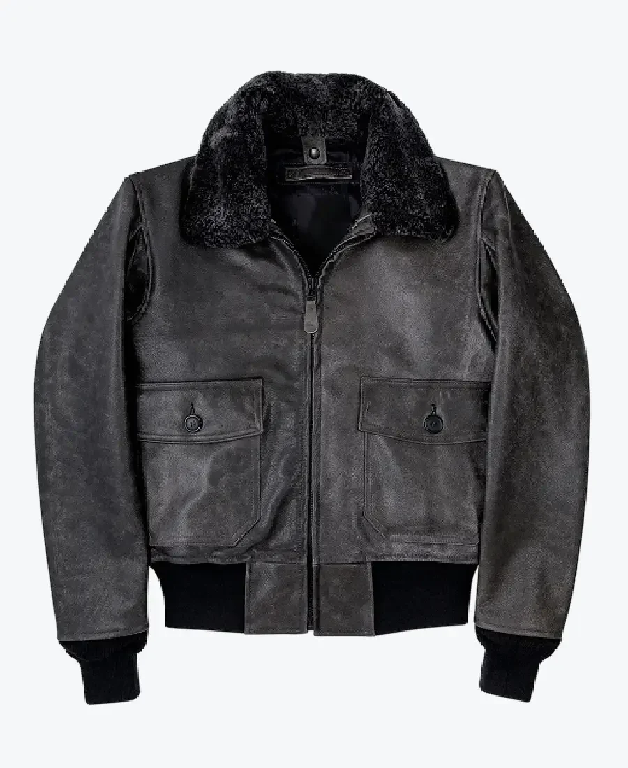 Shadow G-1 Distressed Black Aviator Leather Jackets