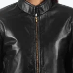 Sharon Women’s Black Leather Jacket Collar Rare Jacket