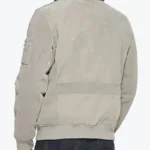 Shawn Men’s Mud White Bomber Suede Jacket Back - Rare Jackets