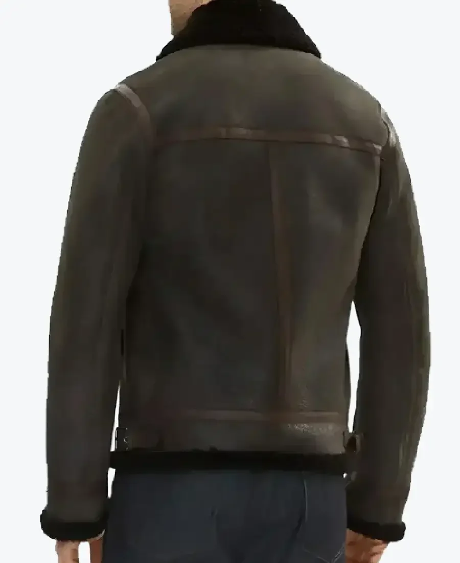 Shop The Alberto Men’s Brown B-6 Bomber Leather Jacket Back