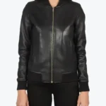 Shop The Bliss Black Leather Bomber Jacket - Rare Jackets