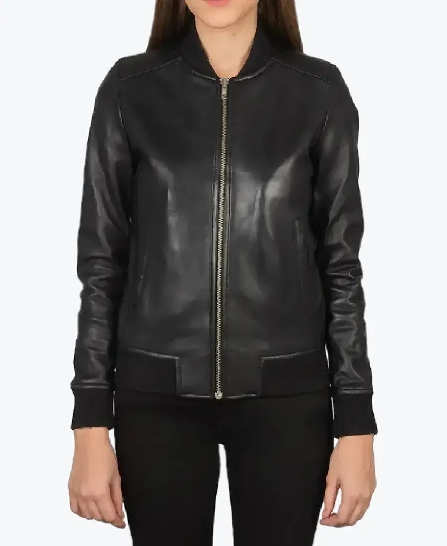Shop The Bliss Black Leather Bomber Jacket - Rare Jackets