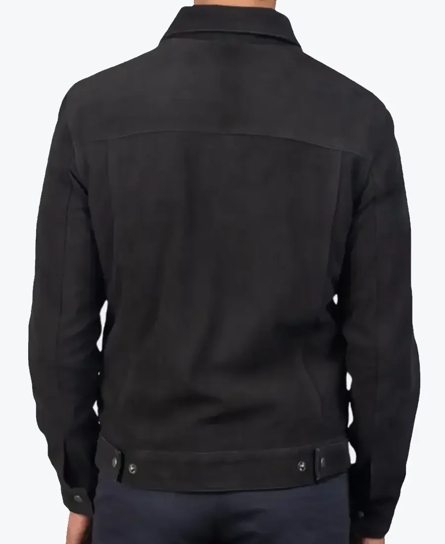 Shop The Bravo Men’s Black Trucker Suede Jacket