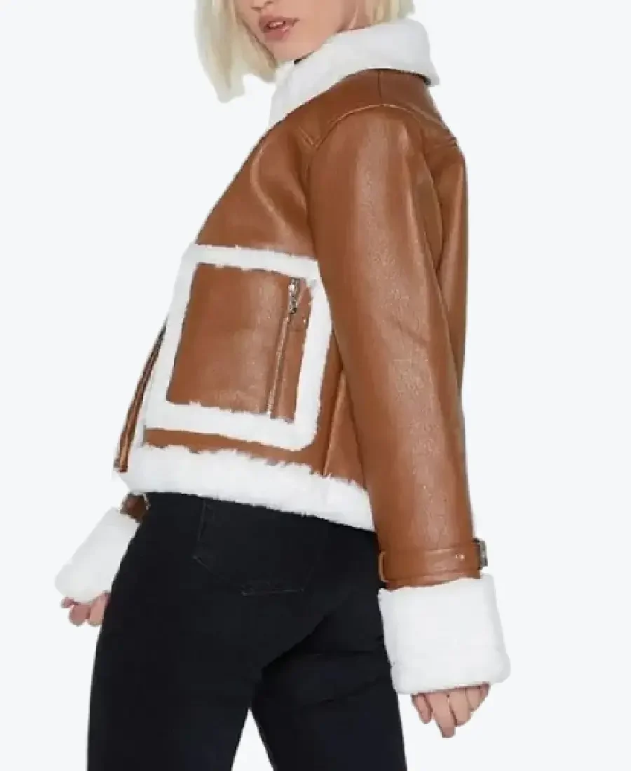 Shop The Brown Cropped Aviator Leather Jacket Rare Jacket