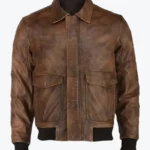 Shop The Bush Men’s Distressed Brown A-2 Bomber Leather Jacket - Rare Jackets