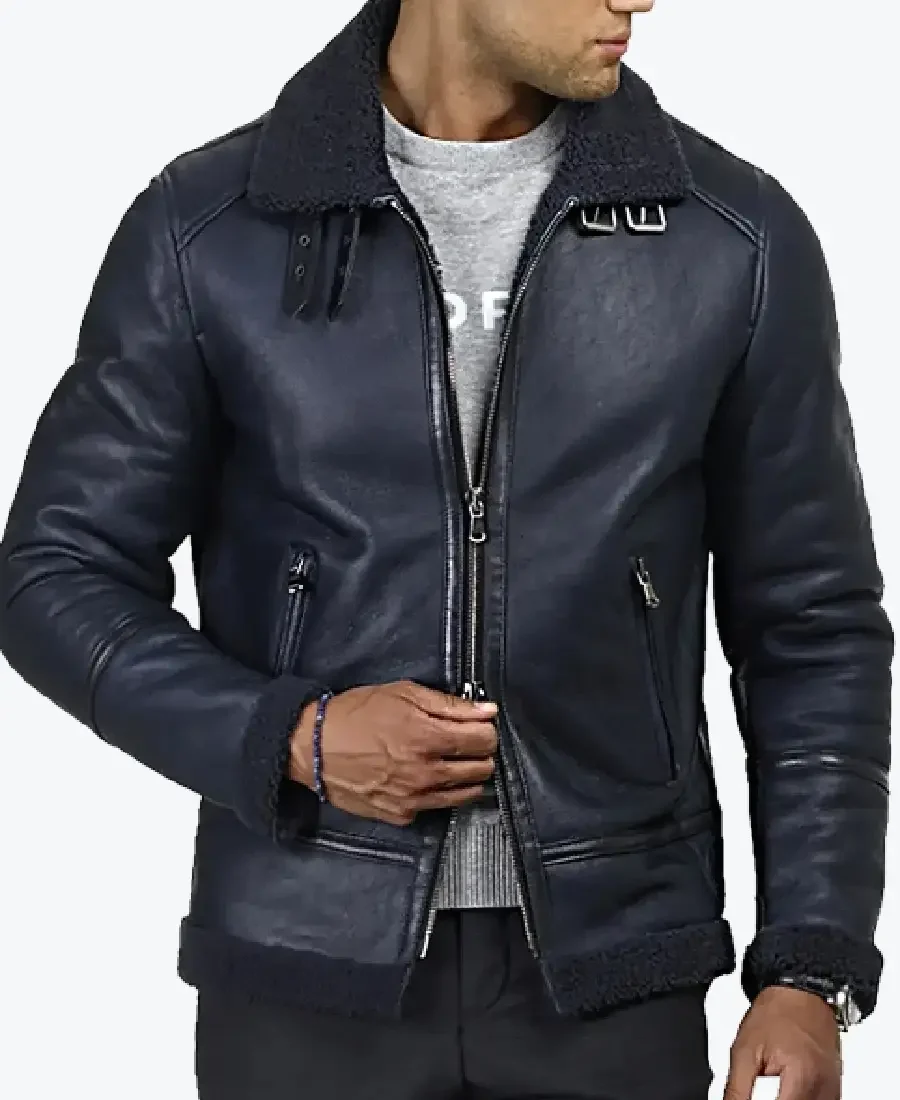 Shop The Carter Men’s Blue B-3 Bomber Leather Jacket - Rare Jackets