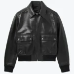 Men's Blouson Black Leather Jacket Front - Rare Jackets