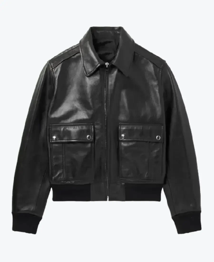 Men's Blouson Black Leather Jacket Front - Rare Jackets
