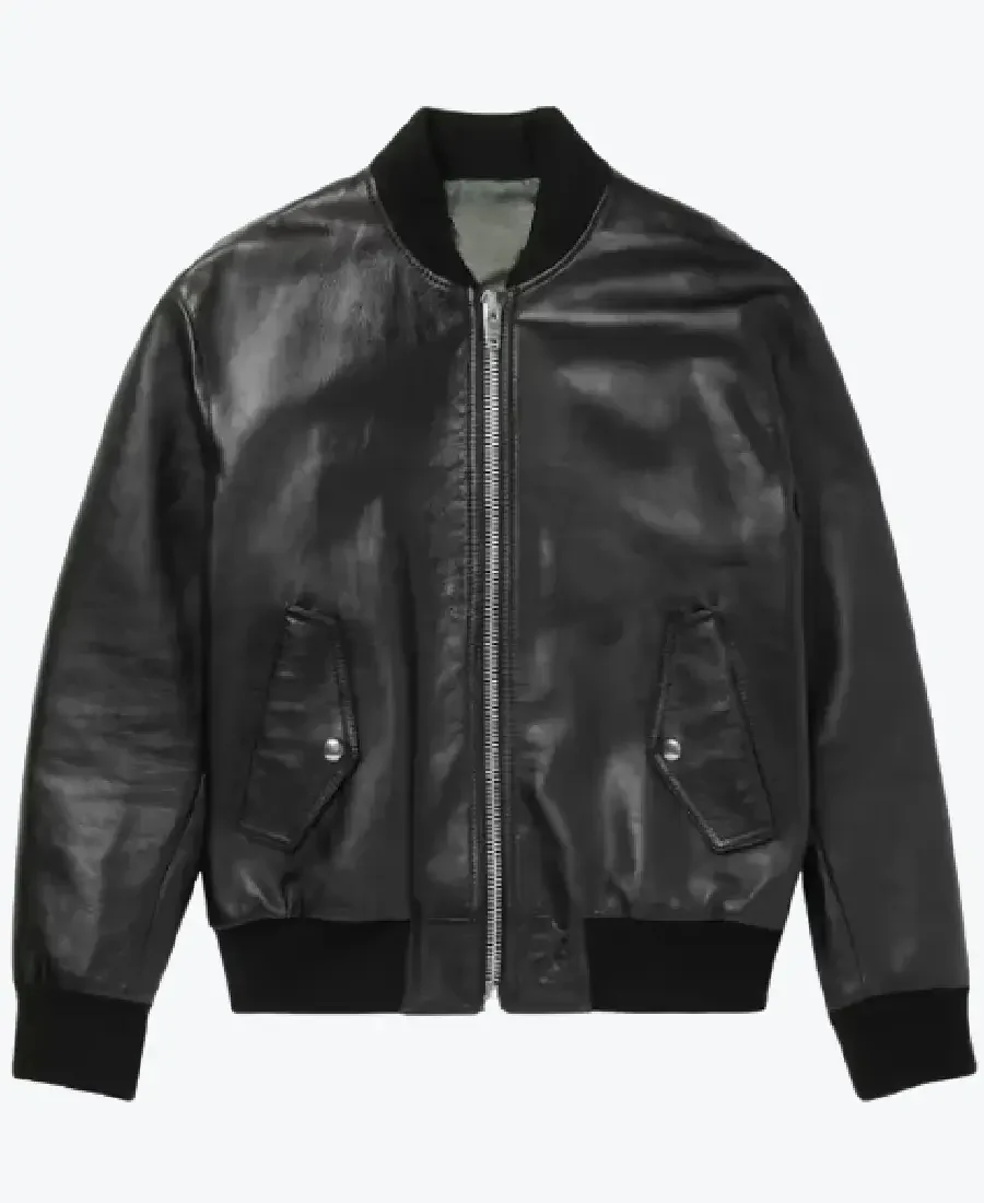 Shop The Celine Homme Logo Embossed Bomber Leather Jacket - Rare Jackets