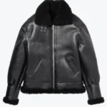 Shop The Celine Homme Shearling Lined Textured Bomber Leather Jacket - Rare Jackets