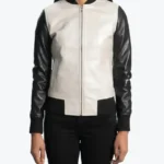 Shop The Cole White And Leather Bomber Jacket - Rare Jackets