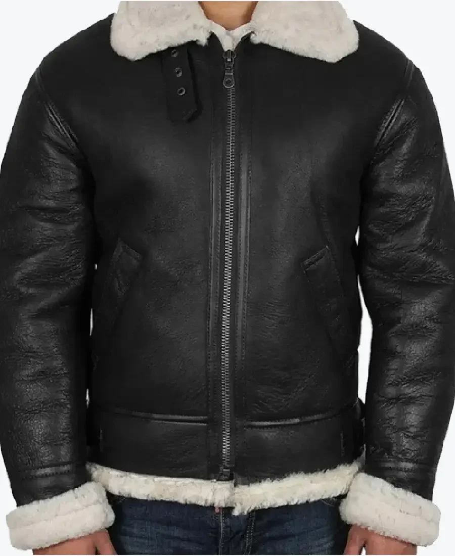 Shop The Connor Men’s Black B-3 Bomber Leather Jacket - Rare Jackets
