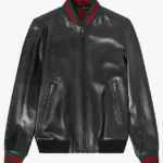 Shop The Current Men’s Black Bomber Leather Jacket - Rare Jackets