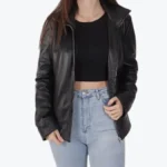 Women Black Oversized Leather Jacket - Rare Jackets