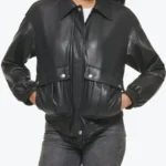 Shop The Dana Women’s Black Leather Varsity Jacket - Rare Jackets