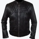 Shop The Diamond Chest Quilted Black Leather Jacket - Rare Jackets