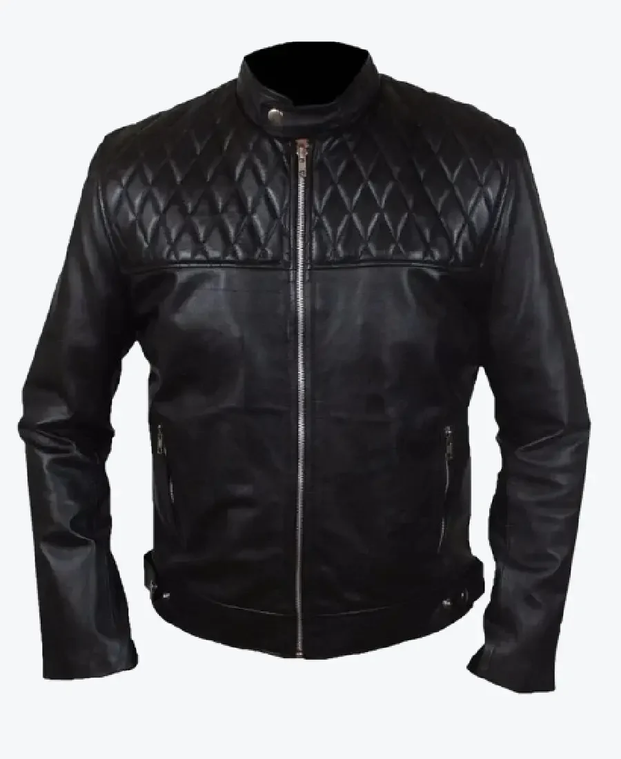 Shop The Diamond Chest Quilted Black Leather Jacket - Rare Jackets