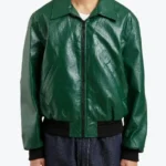 Shop The Donald Men’s Distressed Green Bomber Leather Jacket - Rare Jackets