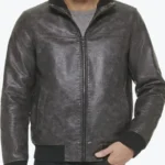 Shop The Donald Mens Distressed Grey Bomber Leather Jacket - Rare Jackets