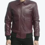 Shop The Ernesto Men’s Maroon Genuine Leather Bomber Jacket - Rare Jackets