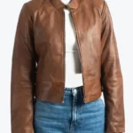 Shop The Evelyn Women’s Brown Distressed Leather Jacket - Rare Jackets