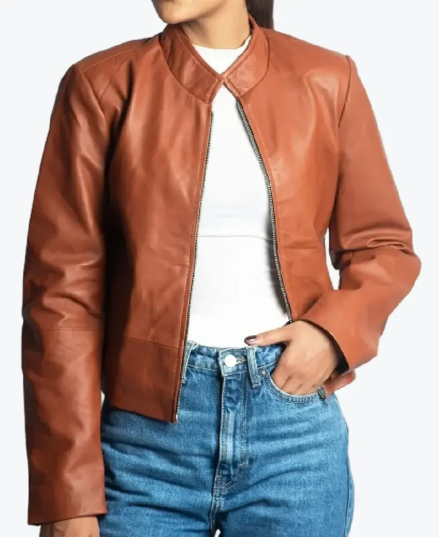 Shop The Fannie Women’s Brown Leather Jacket - Rare Jackets