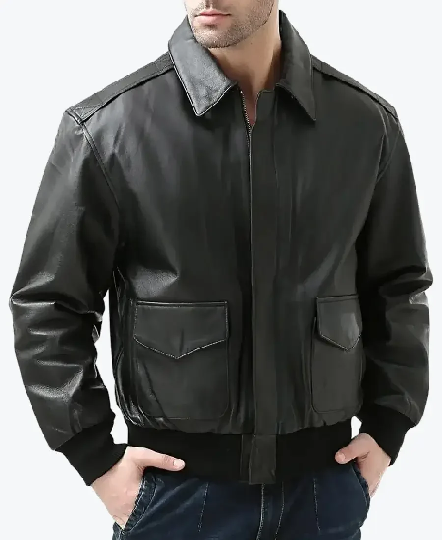 Shop The Flight Black A-2 Bomber Aviator Leather Jacket - Rare Jackets