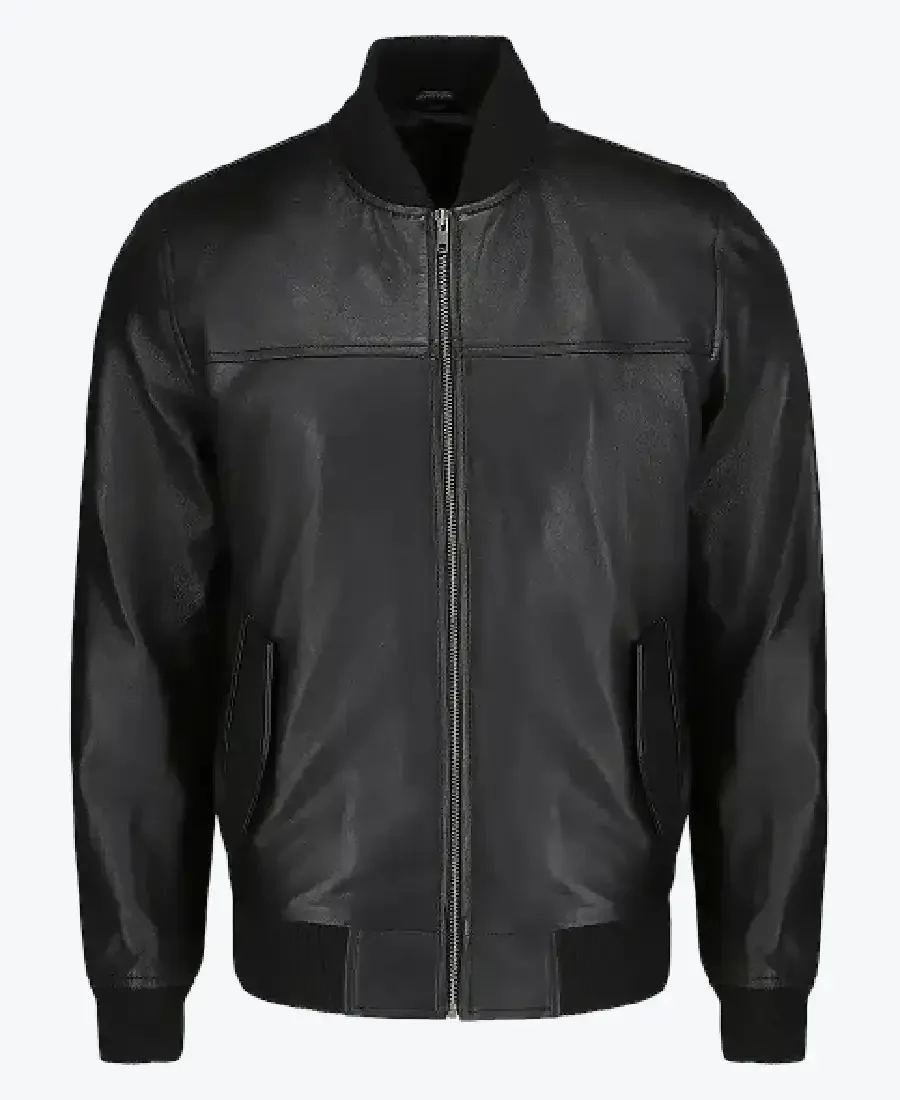 Shop The Frig Men’s Black Bomber Leather Jacket - Rare Jackets