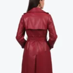 Shop The Women's Burgundy Leather Trench Coat - Rare Jackets