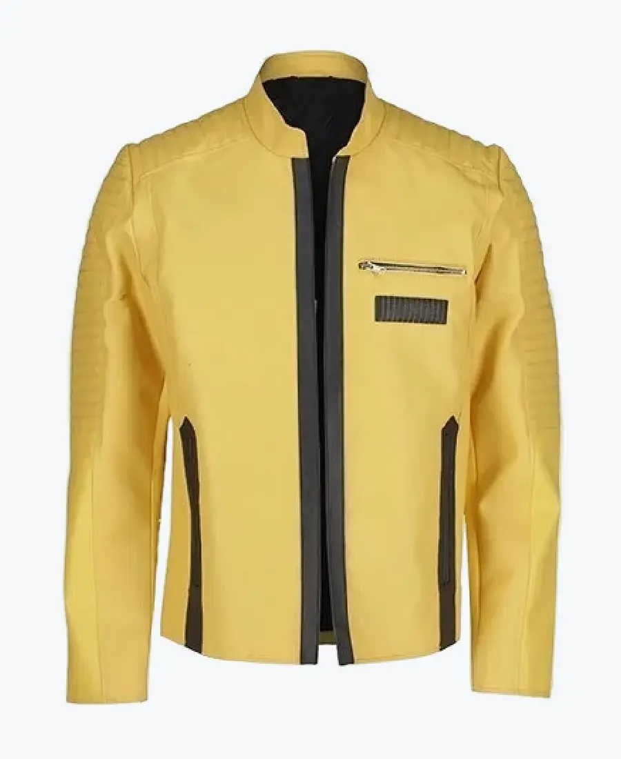 Shop The Gaytan Men Yellow Pu Leather Jacket