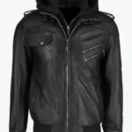 Shop The Greg Men’s Black Hooded Leather Jacket - Rare Jackets
