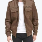 Shop The Henry Mens Brown Bomber Leather Jacket - Rare Jackets