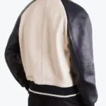 Shop The Men’s Off-White and Black Leather Varsity Jacket - Rare Jackets