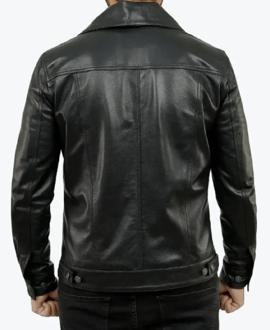 Shop The Holland Black Trucker Leather Jacket