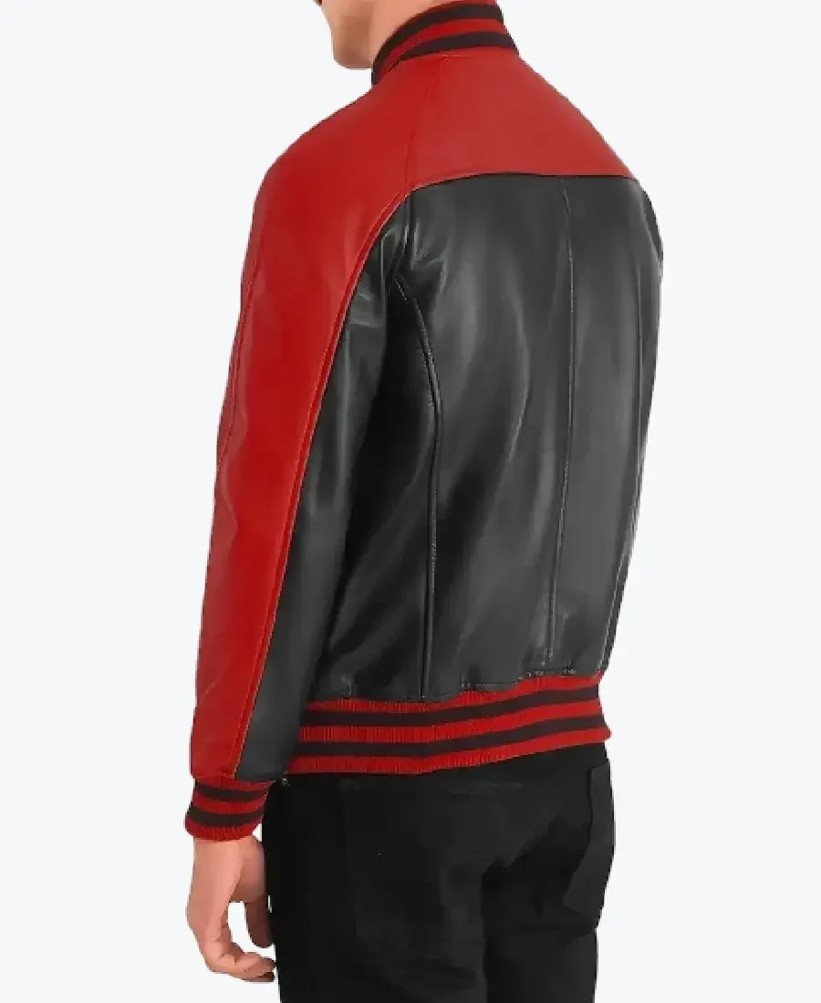 Shop The Holt Men’s Black & Red Leather Varsity Jacket