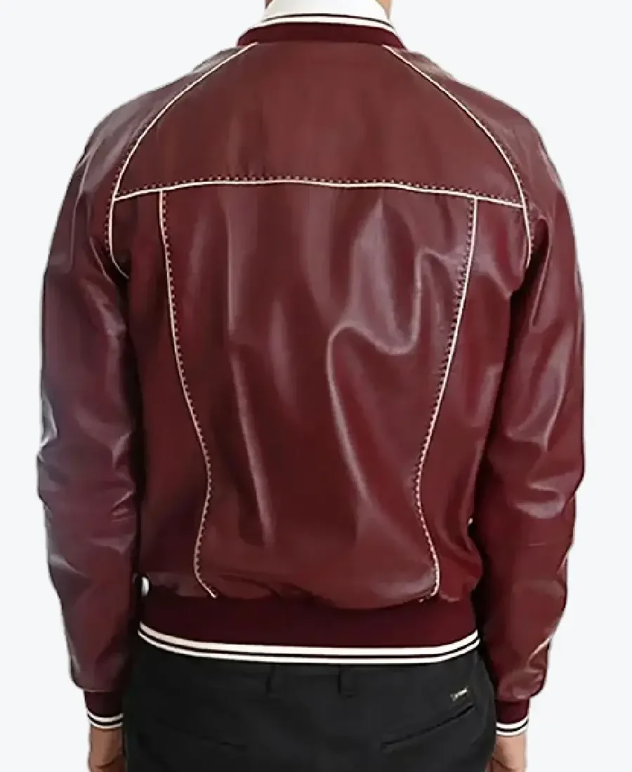 Shop The Holt Men’s Maroon Varsity Leather Jacket