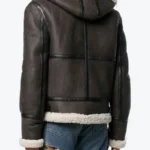 Shop The Howell Mens Charcoal Grey Shearling Hooded Jacket Rare Jacket