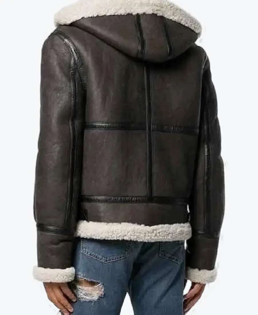 Shop The Howell Mens Charcoal Grey Shearling Hooded Jacket Rare Jacket