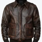 Shop The Jacob Men’s Distressed Brown A-2 Bomber Leather Jacket - Rare Jackets