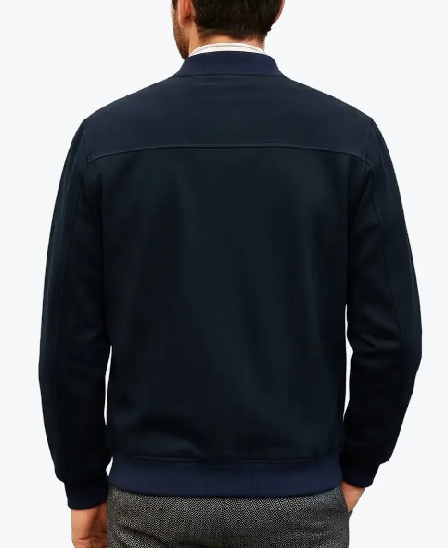 Shop The James Mens Dark Blue Bomber Suede Jacket