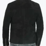 Shop The Jasper Men Black Cafe Racer Suede Jacket
