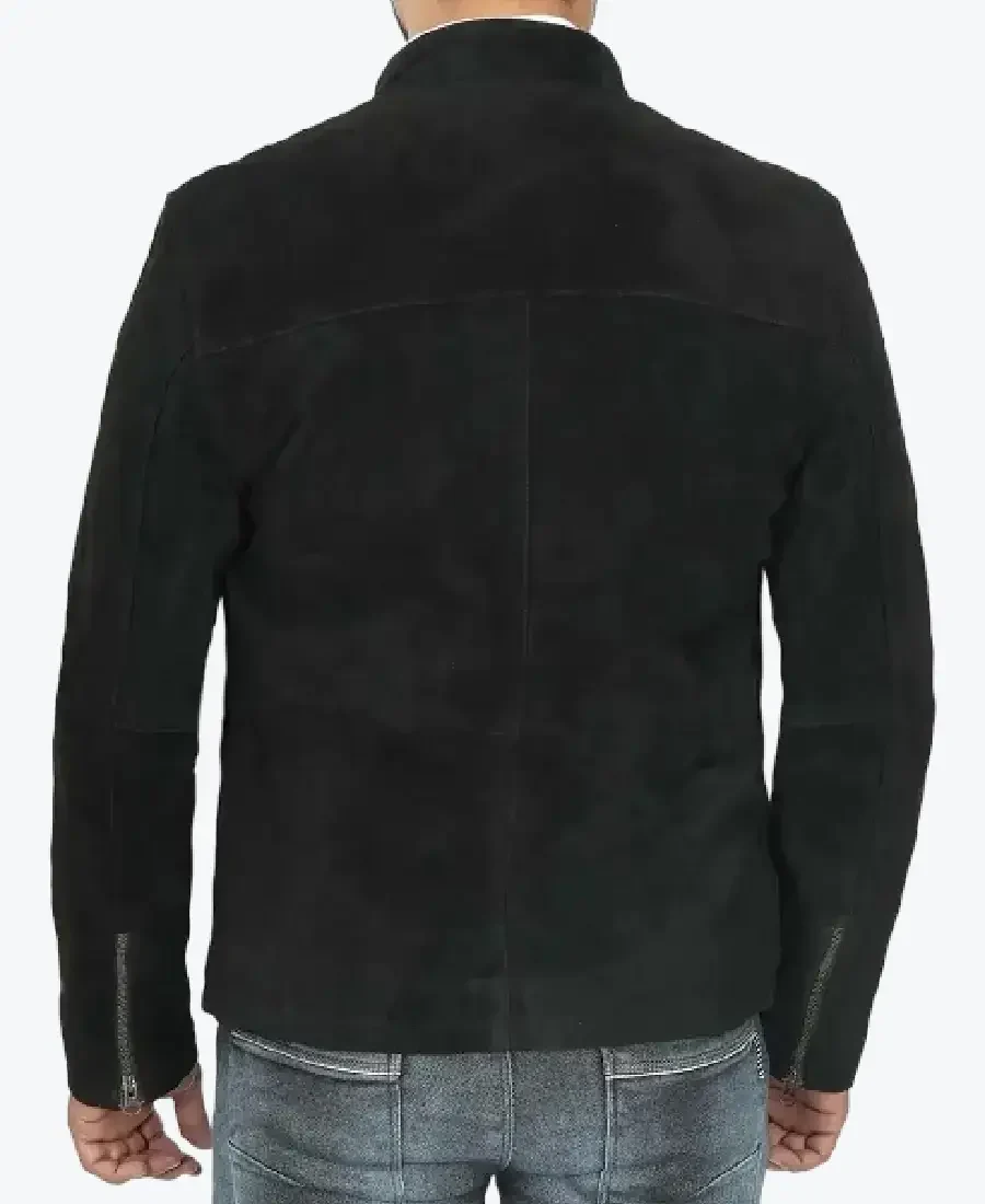 shop the jasper men black cafe racer suede jacket