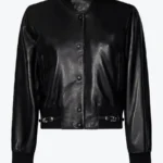 Shop The Jenna Women’s Black Leather Varsity Jacket - Rare Jackets