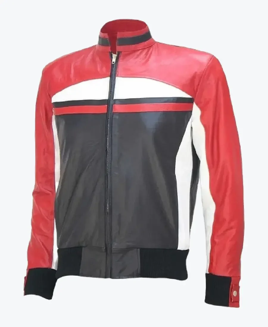 Shop The Kanyu Red Black Leather Bomber Jacket - Rare Jackets