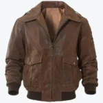 Shop The Keller Men’s Brown MA-2 Bomber Leather Jacket - Rare Jackets