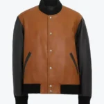Shop The Kirk Men’s Brown and Black Leather Varsity Jacket - Rare Jackets