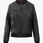 Shop The Leather Bomber Jacket Gabby Black - Rare Jackets