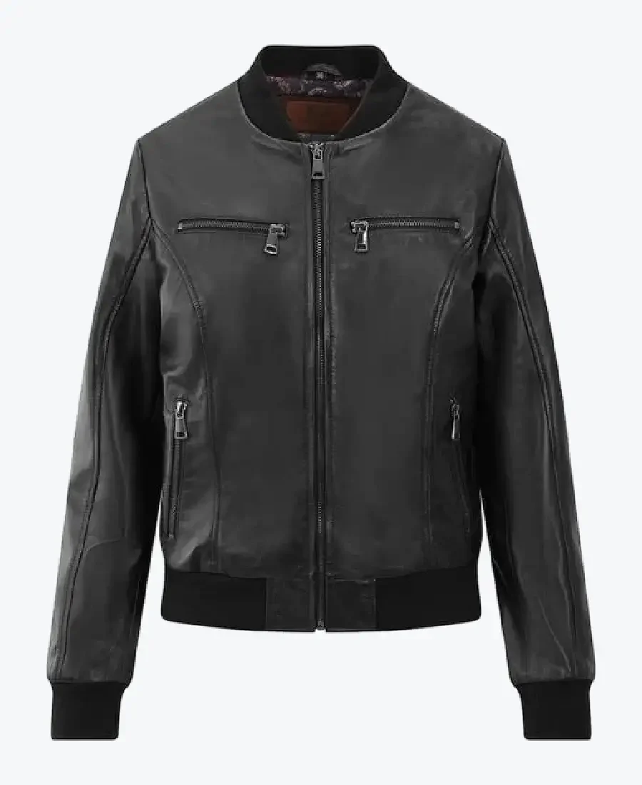 Shop The Leather Bomber Jacket Gabby Black - Rare Jackets